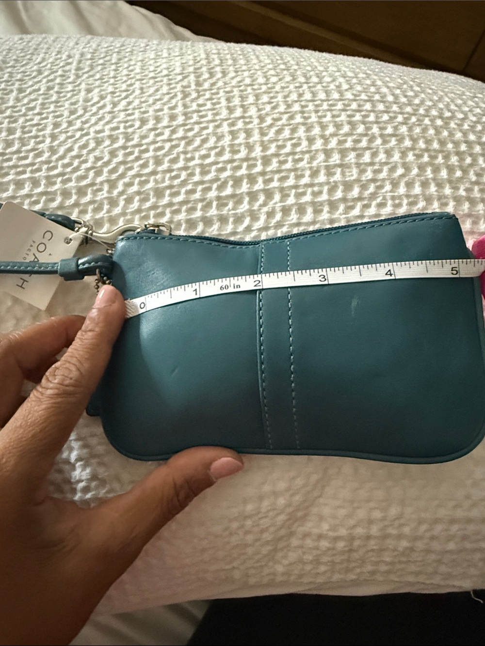 COACH Teal Leather Wristlet - Picture 5 of 7